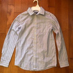 Cherokee White and Blue Striped Dress Shirt
